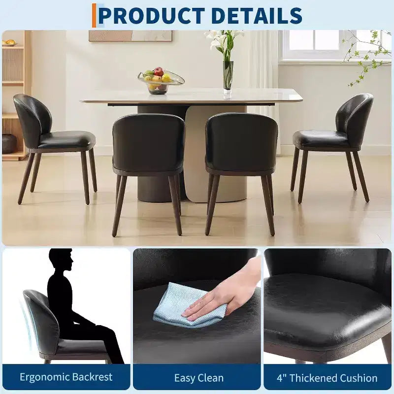 Acekool Dining Chairs Set of 2 with Wood Legs, Ergonomic Back Support and 265lb Capacity for Kitchen and Dining Room
