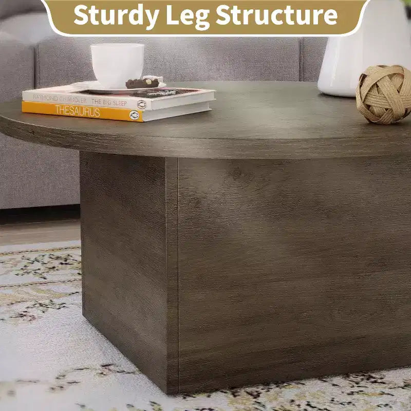 MUUEGM Farmhouse Coffee Table, 35.5 Rustic Wooden Table with Sturdy Frame & Waterproof Top for Living Room