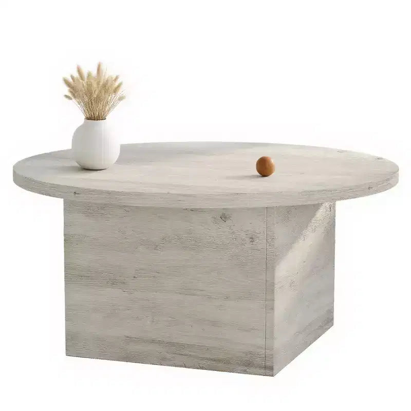 MUUEGM Farmhouse Coffee Table, 35.5 Rustic Wooden Table with Sturdy Frame & Waterproof Top for Living Room