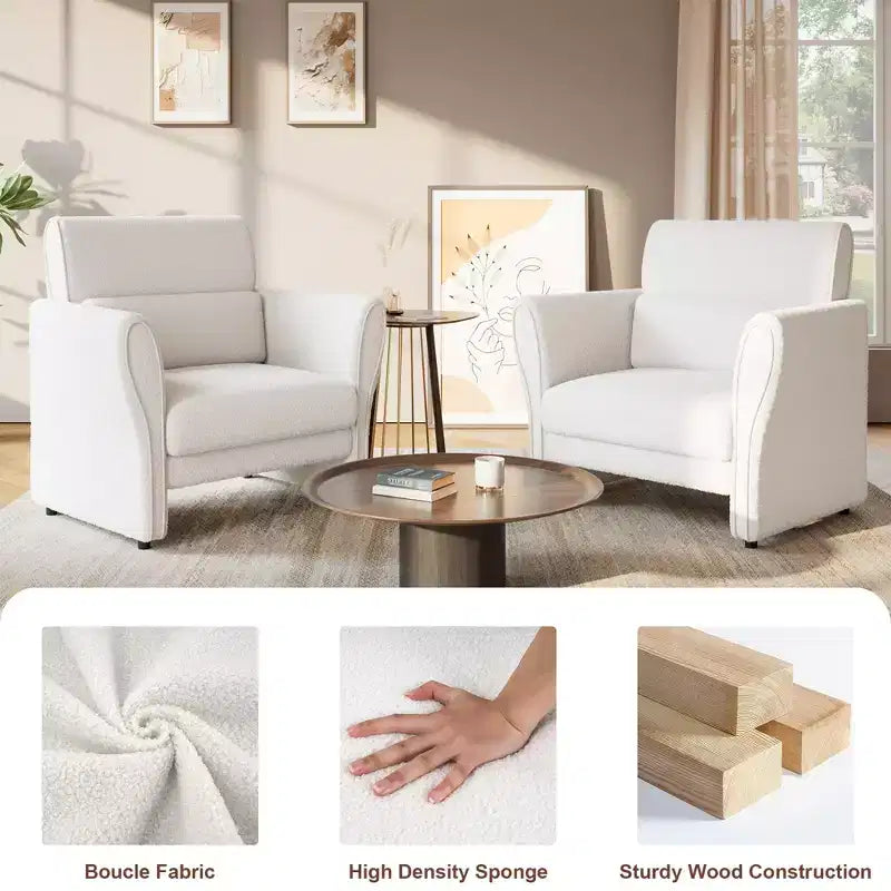 COZONY Modern Sofa Couch for Living Room  Upholstered Sofa with High Backrest, Removable Lumbar Pillows, Easy Assembly
