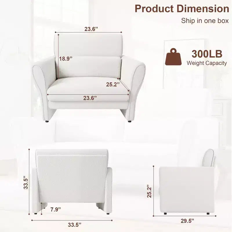 COZONY Modern Sofa Couch for Living Room  Upholstered Sofa with High Backrest, Removable Lumbar Pillows, Easy Assembly