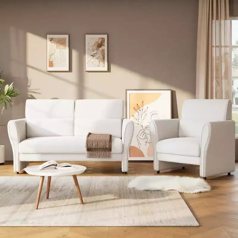 COZONY Modern Sofa Couch for Living Room  Upholstered Sofa with High Backrest, Removable Lumbar Pillows, Easy Assembly