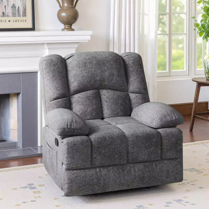 MAYEERTY Limestone Oversized Rocking Recliner Chair For Adults Living Room