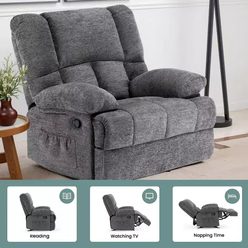 MAYEERTY Limestone Oversized Rocking Recliner Chair For Adults Living Room