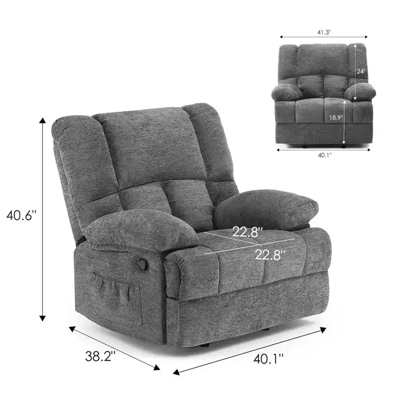 MAYEERTY Limestone Oversized Rocking Recliner Chair For Adults Living Room