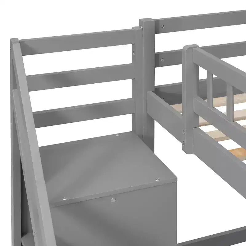 Twin/Full Loft Bed with Desk, LED Light Strip & Two Chest of Drawers - ModernLuxe