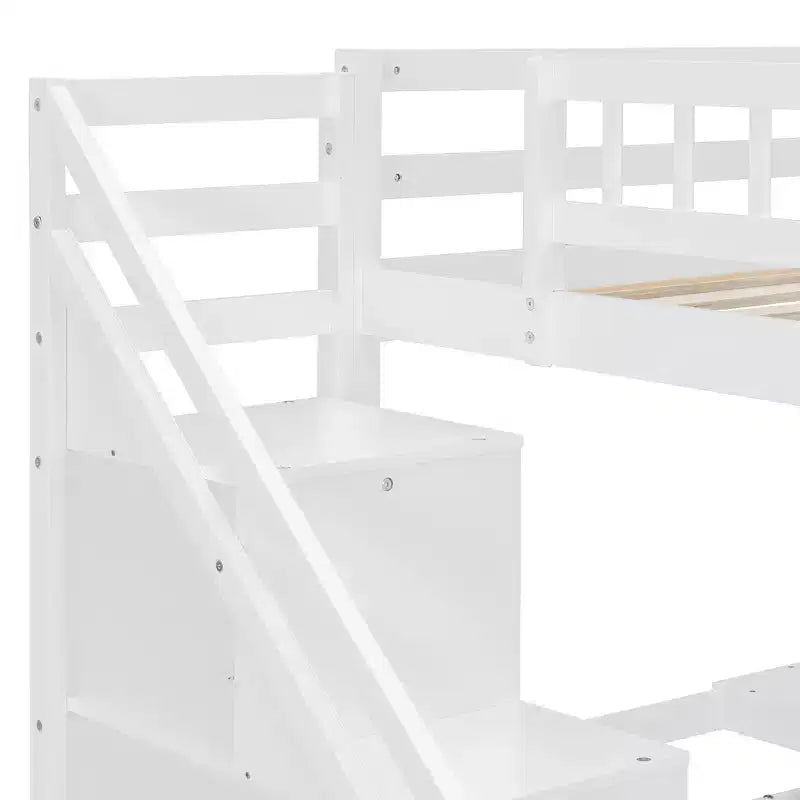 Twin/Full Loft Bed with Desk, LED Light Strip & Two Chest of Drawers - ModernLuxe