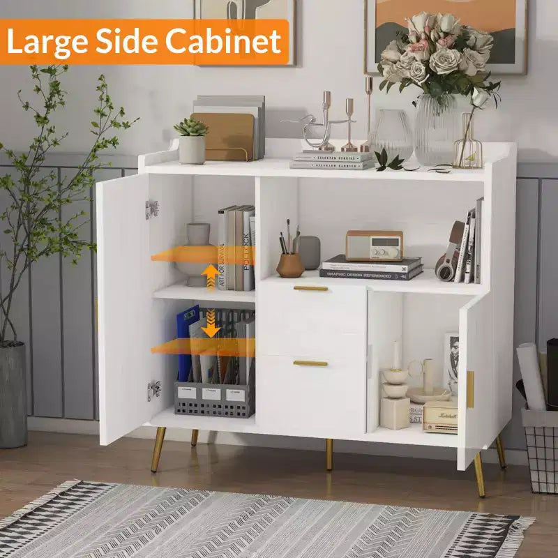 Buffet Sideboard, Modern Storage Cabinet, Accent Cabinet with Drawers and Doors, Console Table with Doors and Shelves