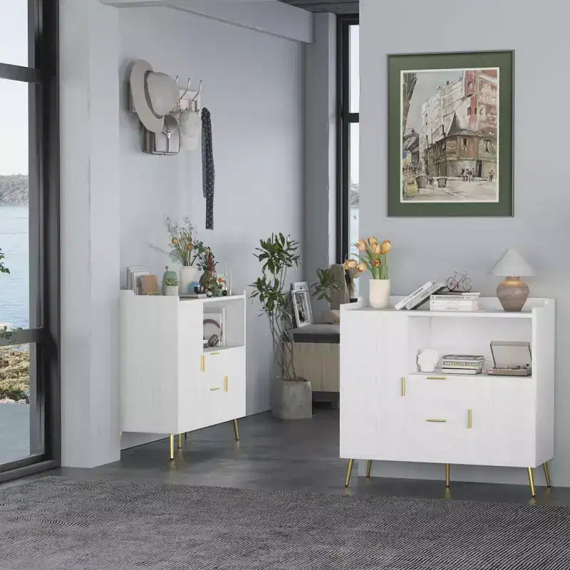 Buffet Sideboard, Modern Storage Cabinet, Accent Cabinet with Drawers and Doors, Console Table with Doors and Shelves