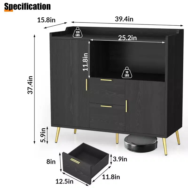 Buffet Sideboard, Modern Storage Cabinet, Accent Cabinet with Drawers and Doors, Console Table with Doors and Shelves