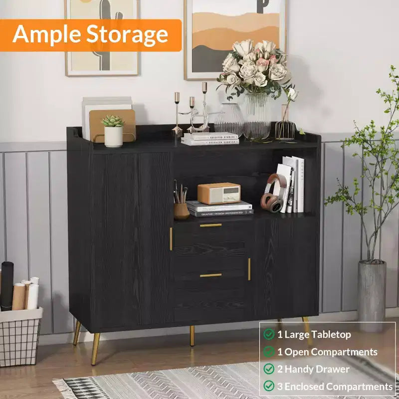 Buffet Sideboard, Modern Storage Cabinet, Accent Cabinet with Drawers and Doors, Console Table with Doors and Shelves
