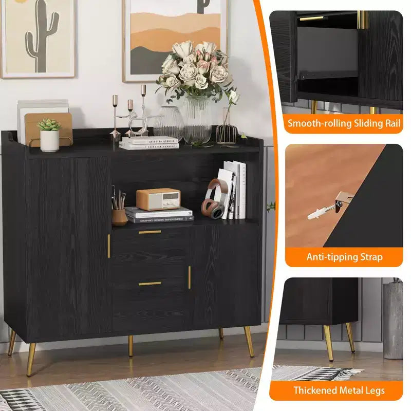 Buffet Sideboard, Modern Storage Cabinet, Accent Cabinet with Drawers and Doors, Console Table with Doors and Shelves