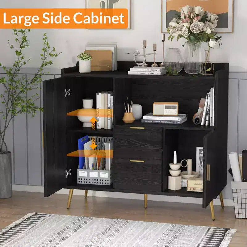 Buffet Sideboard, Modern Storage Cabinet, Accent Cabinet with Drawers and Doors, Console Table with Doors and Shelves