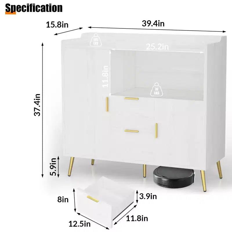 Buffet Sideboard, Modern Storage Cabinet, Accent Cabinet with Drawers and Doors, Console Table with Doors and Shelves
