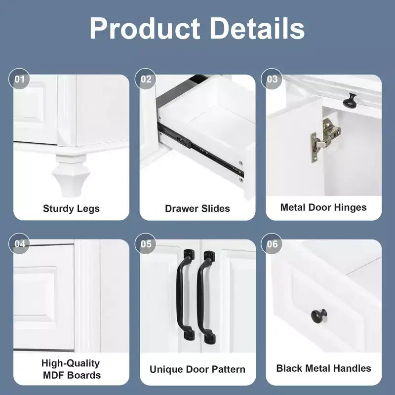 MAYEERTY 24 Bathroom Vanity with Sink Solid Wood MDF 2 Drawers 1 Door Adjustable Shelf Gray