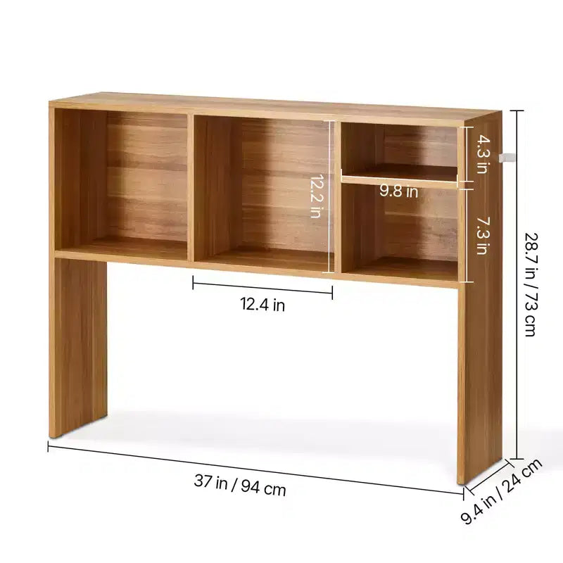 VEVOR Desktop Bookshelf, 1-Tier Wood Desktop Storage Organizer, 37 x 9.4 x 28.7 Office Storage Rack Wood Display Shelf, Brown