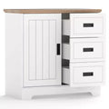 Costway Farmhouse Sideboard Buffet Cabinet with Sliding Doors 3 Drawers Adjustable Shelf