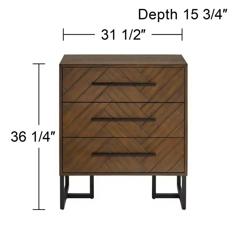 55 Downing Street Murph 31 1/2 Wide Charcoal and Wood 3-Drawer Dresser