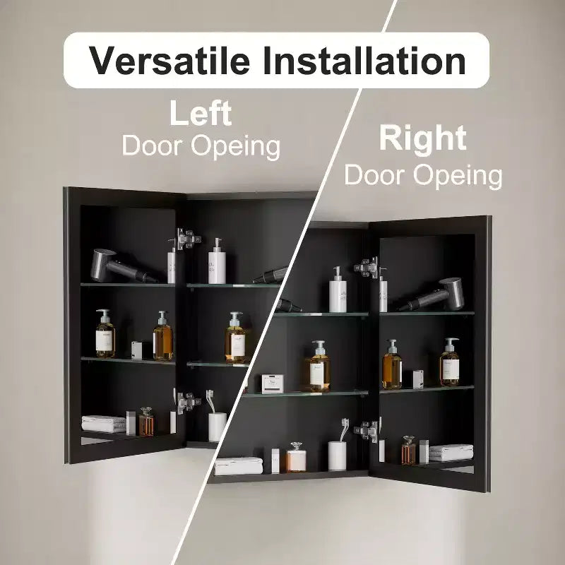 Belle Bathroom Medicine Cabinet with Beveled Mirror, Recessed or Wall Mount, Adjustable Tempered Glass Shelves