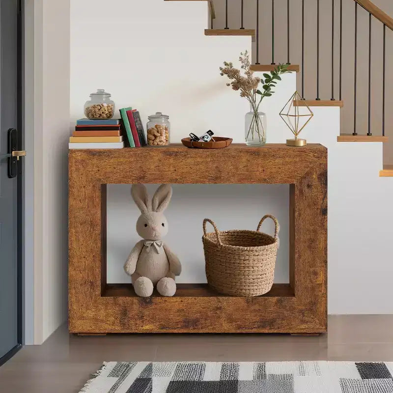 47.2 Farmhouse Console Table - Narrow Sofa Table, Vintage Entryway Table, Accent Furniture with Bottom Shelf for Living Room Hallway Entrance
