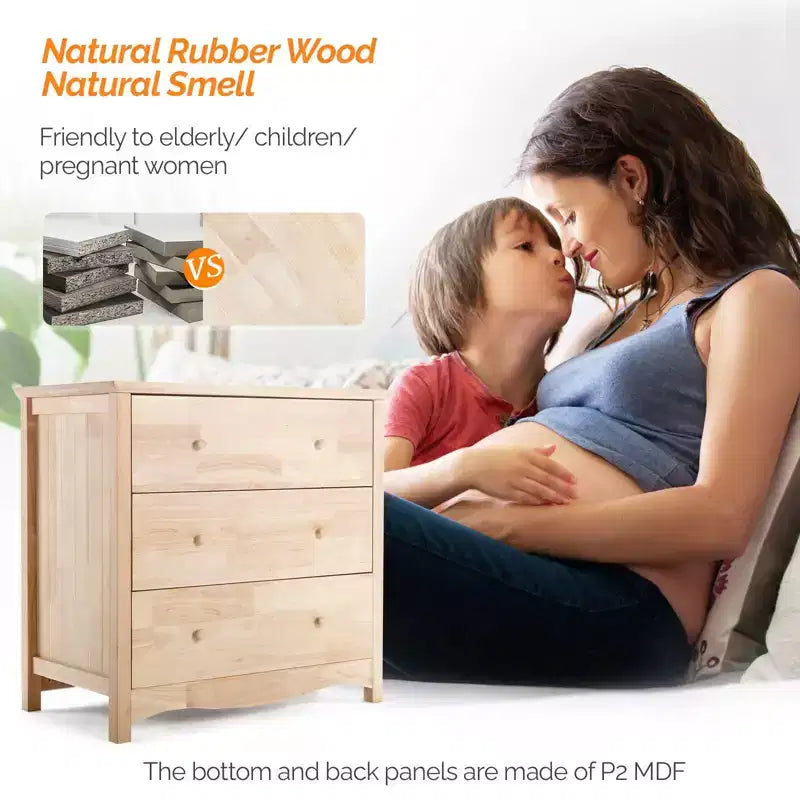 Karl Home 3-Drawer Natural MDF (Medium-Density Fiberboard) 31.5in. W Chest of Drawer