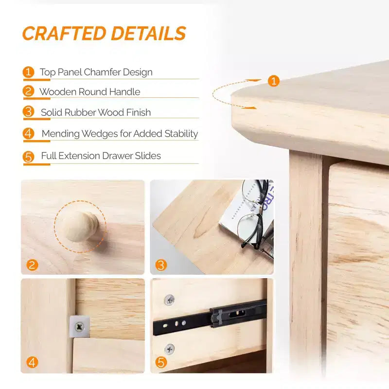 Karl Home 3-Drawer Natural MDF (Medium-Density Fiberboard) 31.5in. W Chest of Drawer