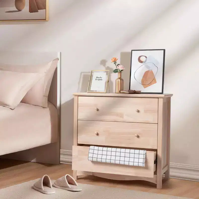 Karl Home 3-Drawer Natural MDF (Medium-Density Fiberboard) 31.5in. W Chest of Drawer