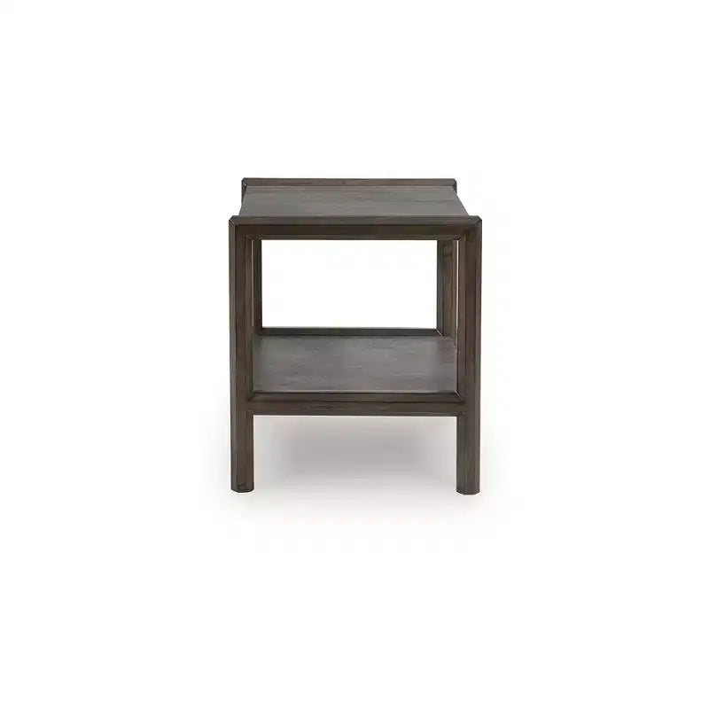 Signature Design by Ashley Kallenny End Table - Dark Brown Oak Finish with Faux Cement Top, Open Display Shelf