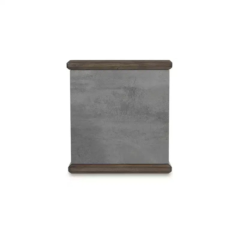 Signature Design by Ashley Kallenny End Table - Dark Brown Oak Finish with Faux Cement Top, Open Display Shelf