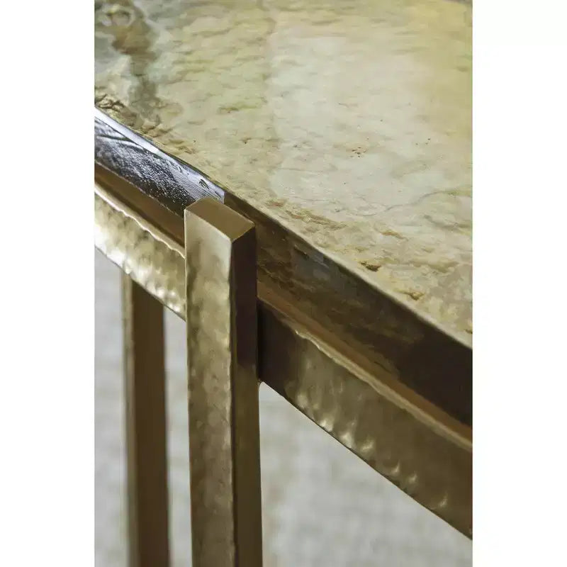 Signature Design by Ashley Porterville Accent Table - Gold Finish with Iridescent Glass Top, Metal Construction