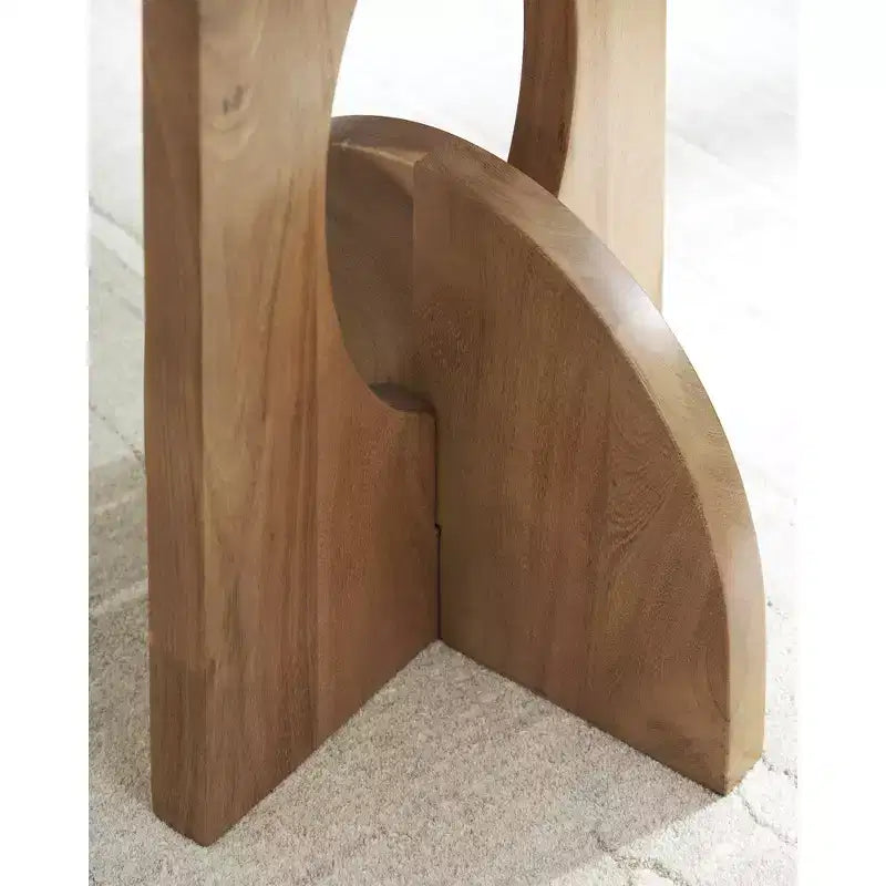 Signature Design by Ashley Hollbourne Accent Table, Round Solid Wood Side Table, Light Brown