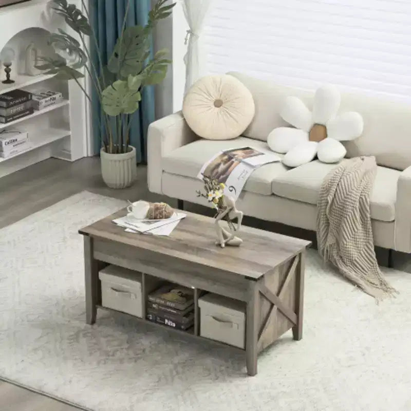 Water-washed Gray Extensible Lift Coffee Table