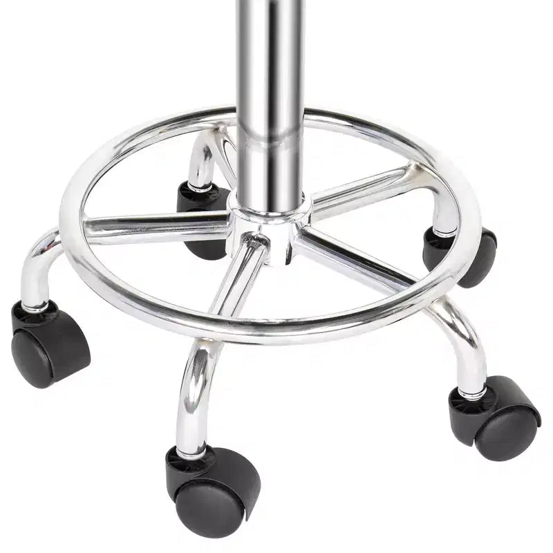 Black Height Adjustable PU Leather Rolling Bar Stool Salon Stool Task Chair