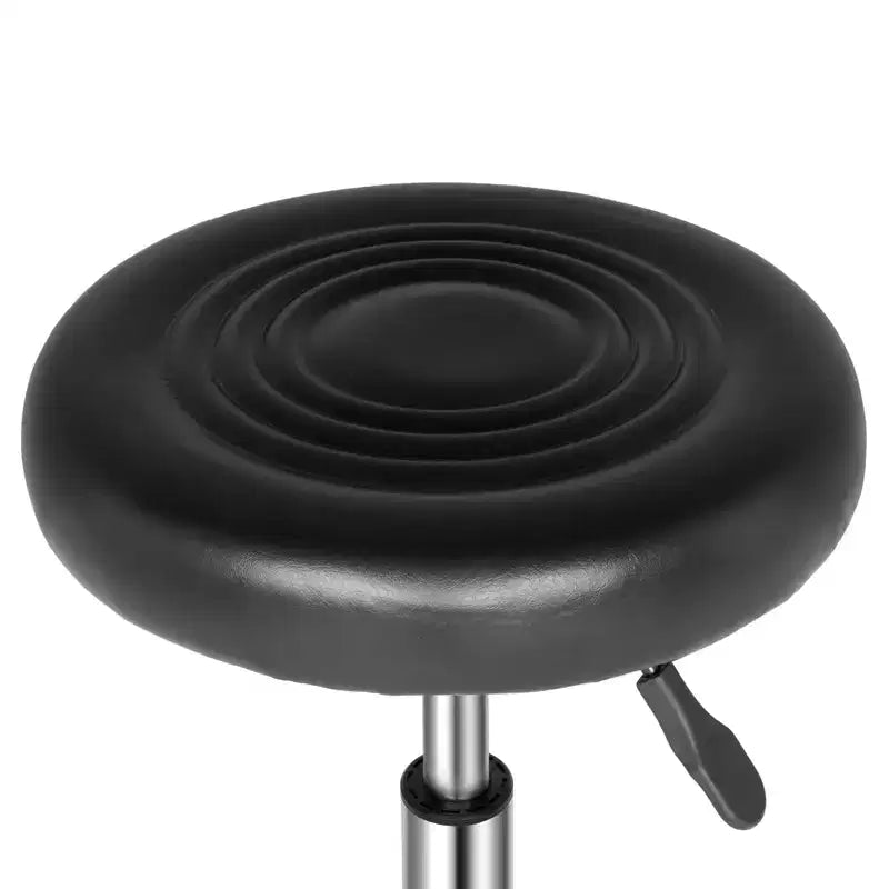 Black Height Adjustable PU Leather Rolling Bar Stool Salon Stool Task Chair