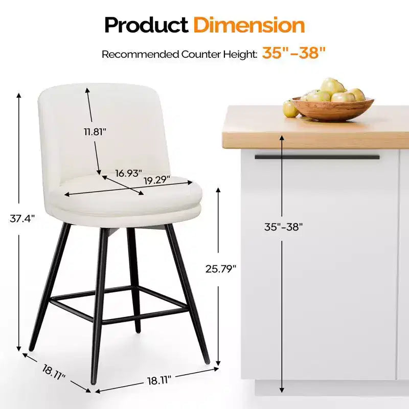 Karl Home Contemporary Bar Stool Swivel Feature, PU Leather & Durable Quality