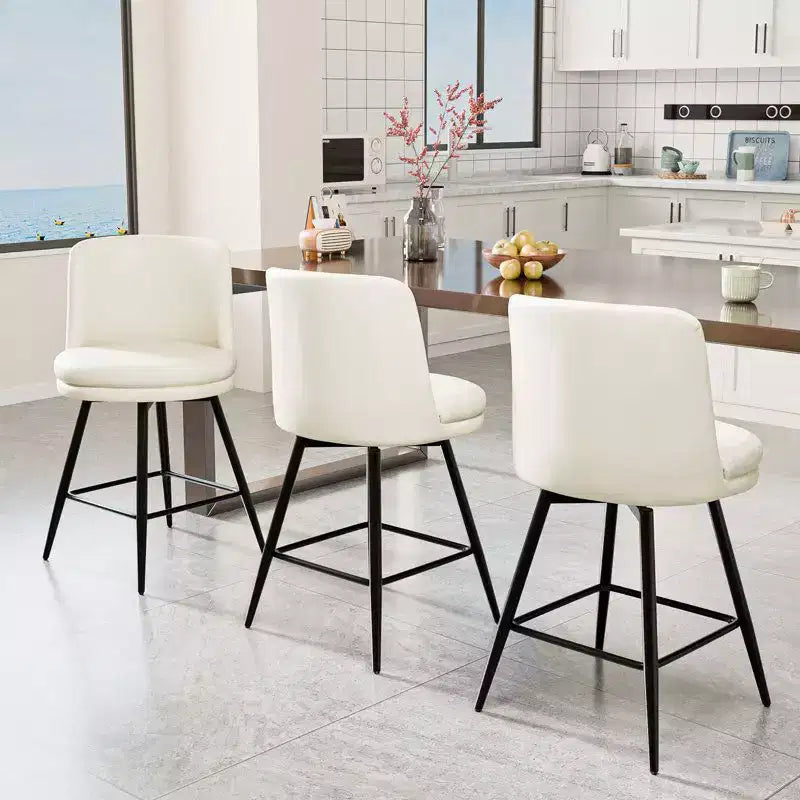 Karl Home Contemporary Bar Stool Swivel Feature, PU Leather & Durable Quality