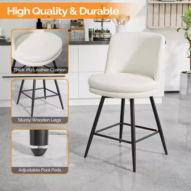 Karl Home Contemporary Bar Stool Swivel Feature, PU Leather & Durable Quality