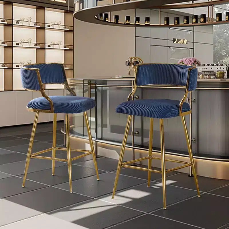 Karl Home Cream Thick Padded Cushion Metal Legs Modern Bar Stool
