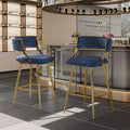 Karl Home Cream Thick Padded Cushion Metal Legs Modern Bar Stool