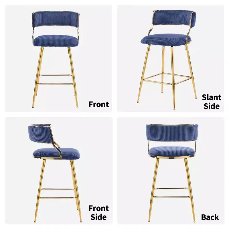 Karl Home Cream Thick Padded Cushion Metal Legs Modern Bar Stool