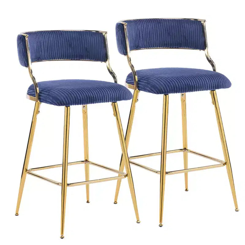 Karl Home Cream Thick Padded Cushion Metal Legs Modern Bar Stool