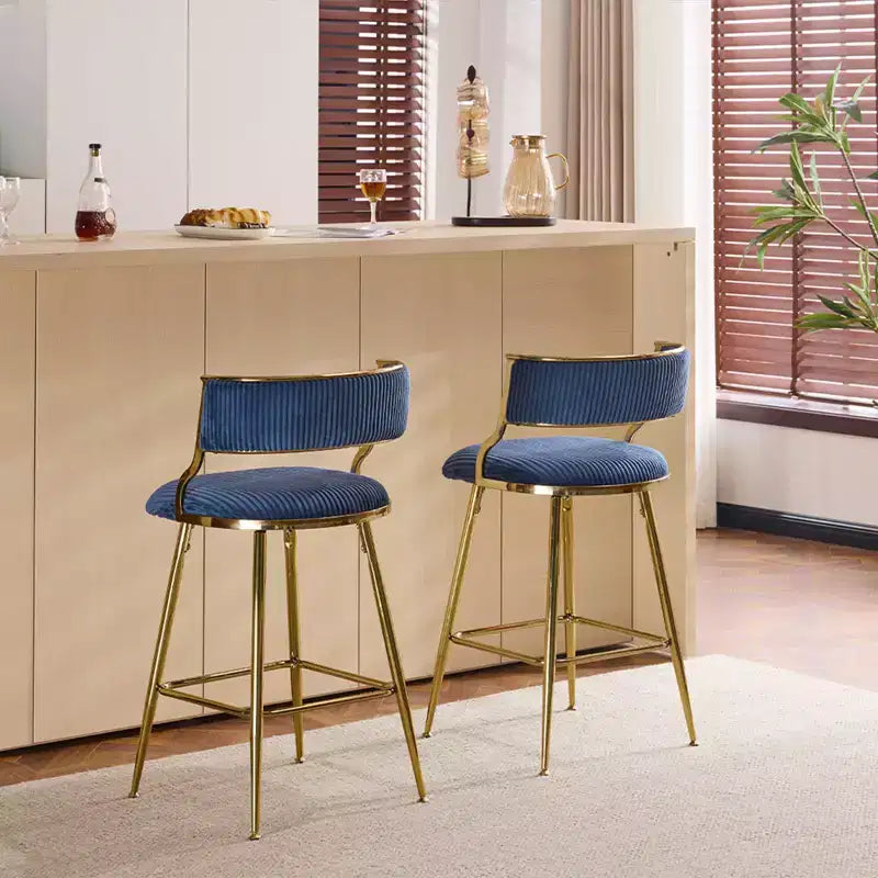 Karl Home Cream Thick Padded Cushion Metal Legs Modern Bar Stool