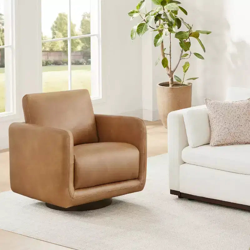 Spruce&Spring Modern Swivel Accent Chair Arm Chair with Loose Back Cushion
