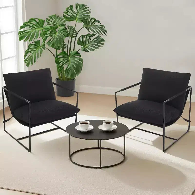 Sling Accent Chair for Living Room,Modern Metal Framed Cozy Armchair,Upholstered Chairs with Shredded Foam Cushioning, Lounge Chair