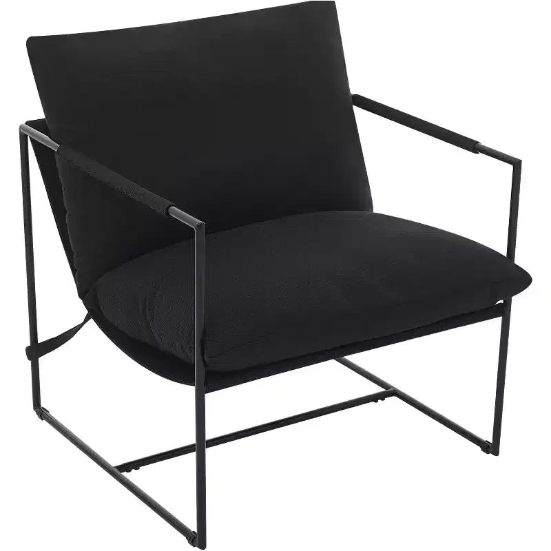Sling Accent Chair for Living Room,Modern Metal Framed Cozy Armchair,Upholstered Chairs with Shredded Foam Cushioning, Lounge Chair