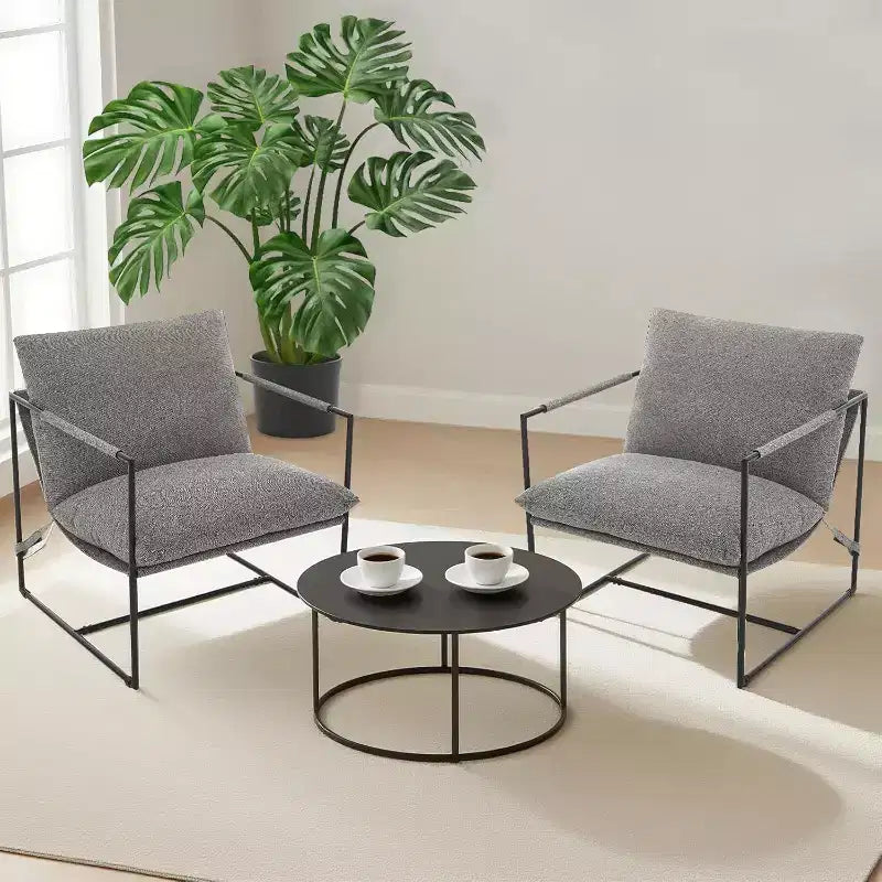 Sling Accent Chair for Living Room,Modern Metal Framed Cozy Armchair,Upholstered Chairs with Shredded Foam Cushioning, Lounge Chair