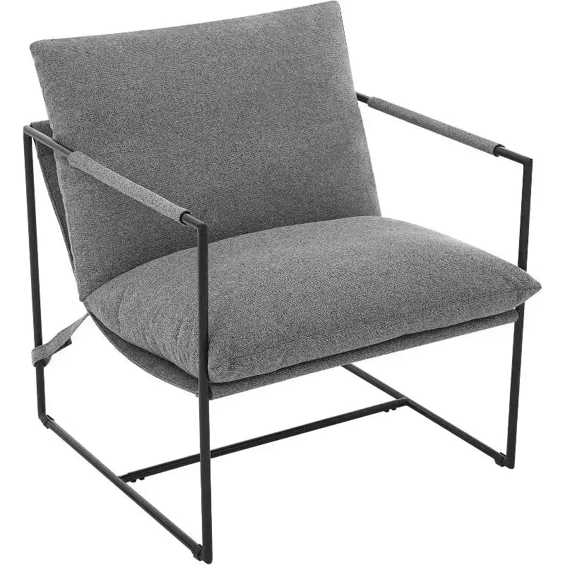 Sling Accent Chair for Living Room,Modern Metal Framed Cozy Armchair,Upholstered Chairs with Shredded Foam Cushioning, Lounge Chair