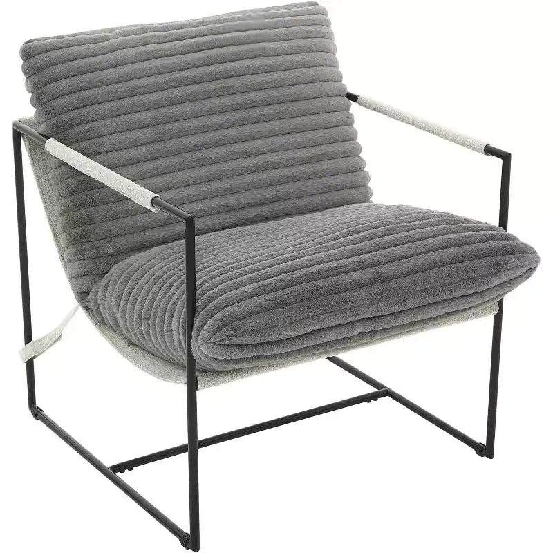 Sling Accent Chair for Living Room,Modern Metal Framed Cozy Armchair,Upholstered Chairs with Shredded Foam Cushioning, Lounge Chair