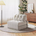 Folding Sofa Bed, Floor Folding Couch for Living Room, Convertible Sleeper Chair with Pillow Foldable Mattress Back Support, Beige