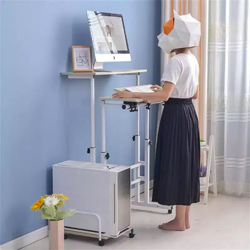 Small Standing Desk with Wheels, Mobile Stand Up Desk, Portable Standing Table on Wheels for Walking Pad, Rolling Computer Desk Adjustable Height